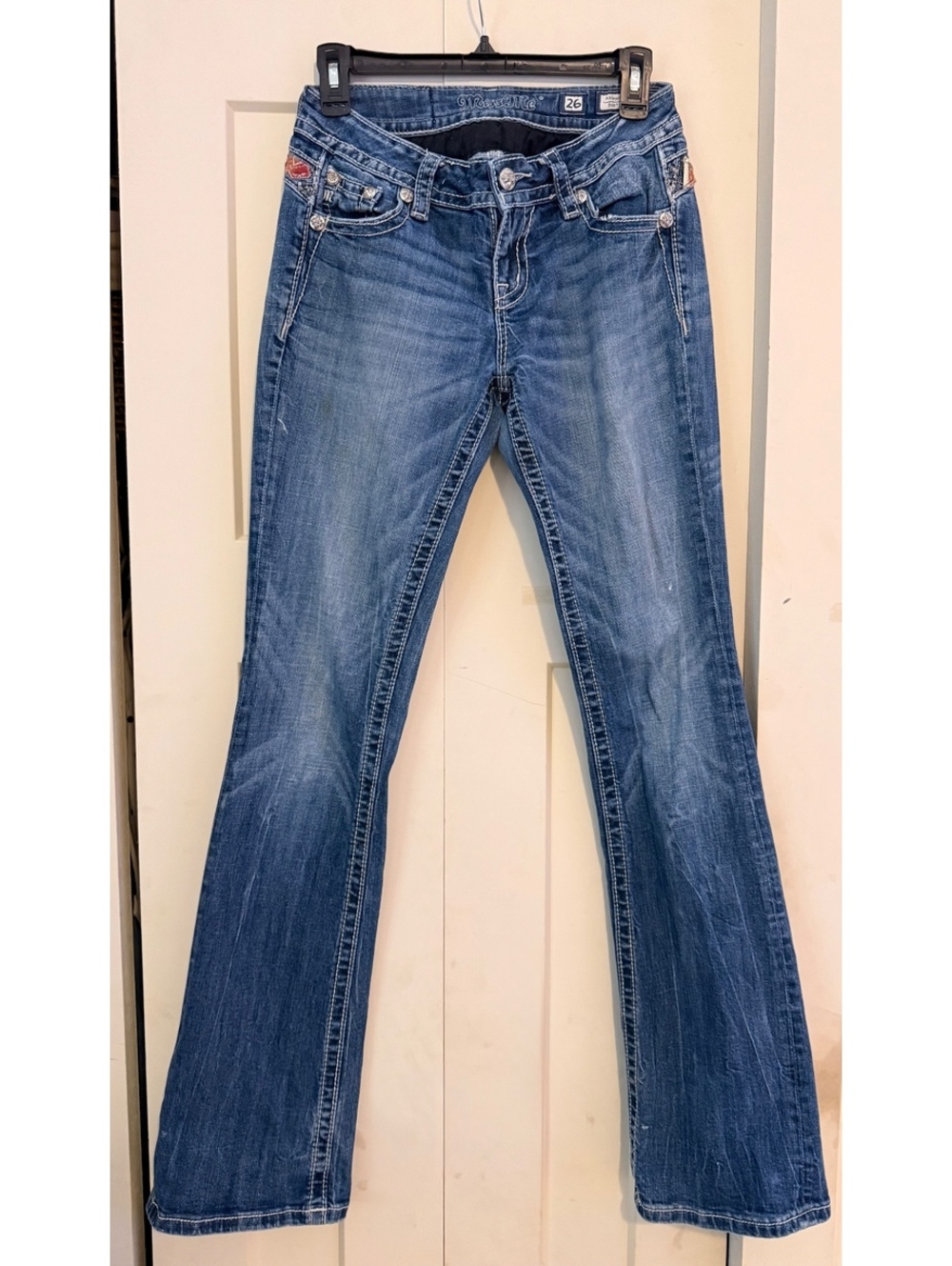 Miss me denim jeans size 26, inseam 34. Relaxed boot cut